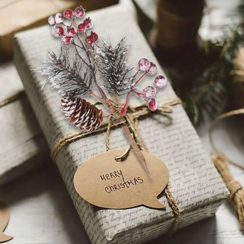 Crafare12-16 Inch Large Artificial Christmas Tree Picks 12 Styles Assorted Holly Picks Stems with Pinecones Leaves for Xmas Tree Filler Floral Arrangement Winter Holiday Season DÃ©cor - Image 5